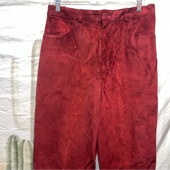 Peruvian Connection Vintage Red Soft Leather Pant 🌵14 - Picture 9 of 12